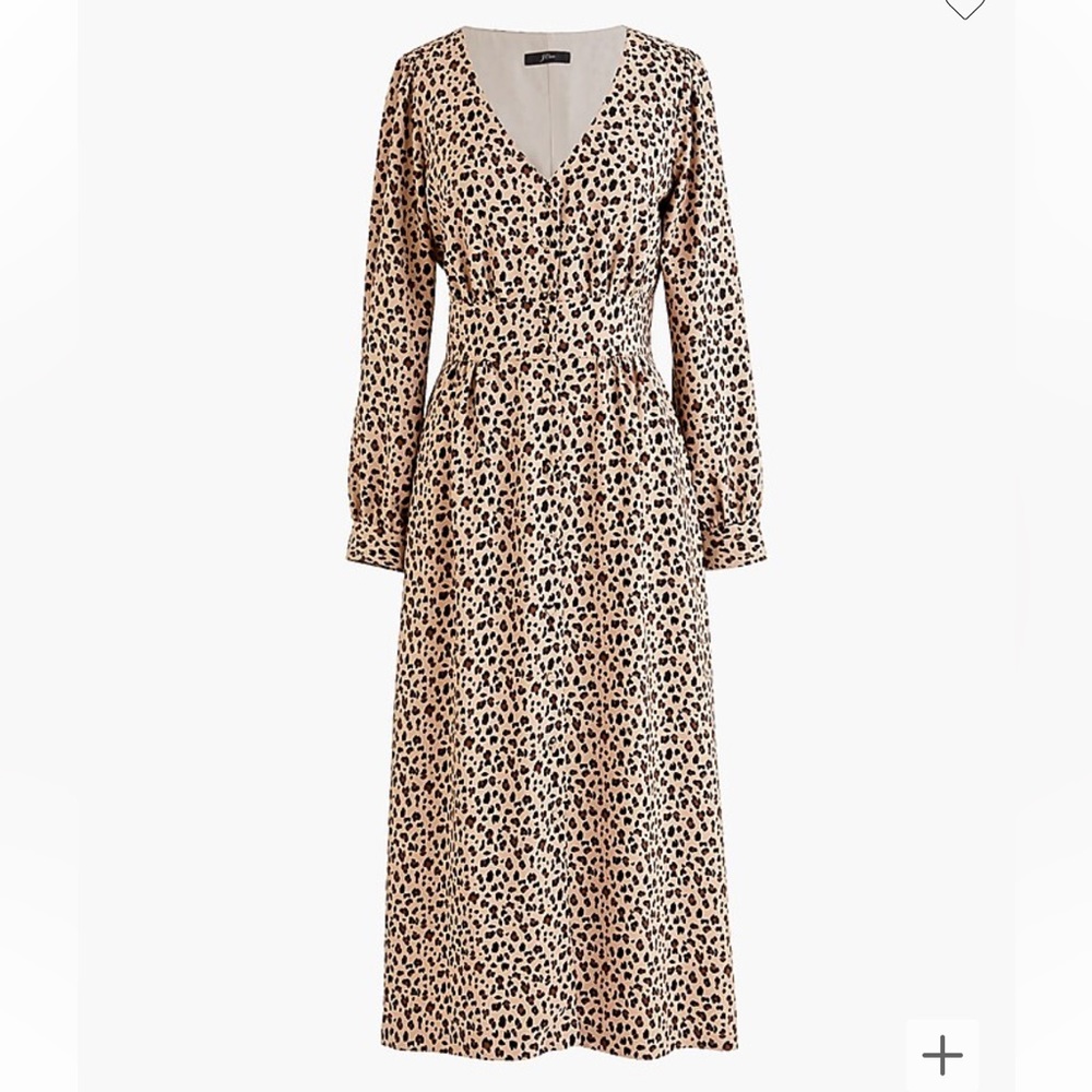 J.Crew Button Front A-line Midi Dress in Leopard